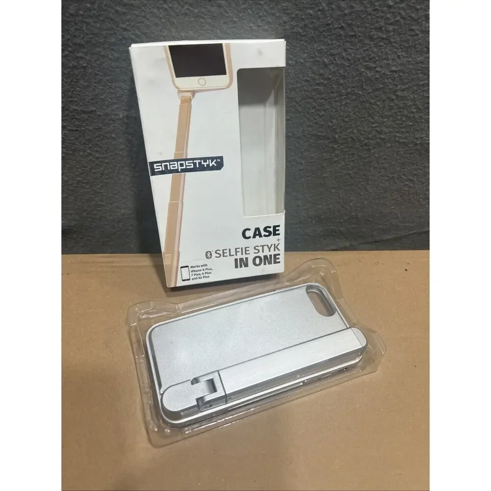 Snapstyk iPhone 6,7,8 Case + Selfie Styk In One Silver Ultra Slim Fit Bluetooth